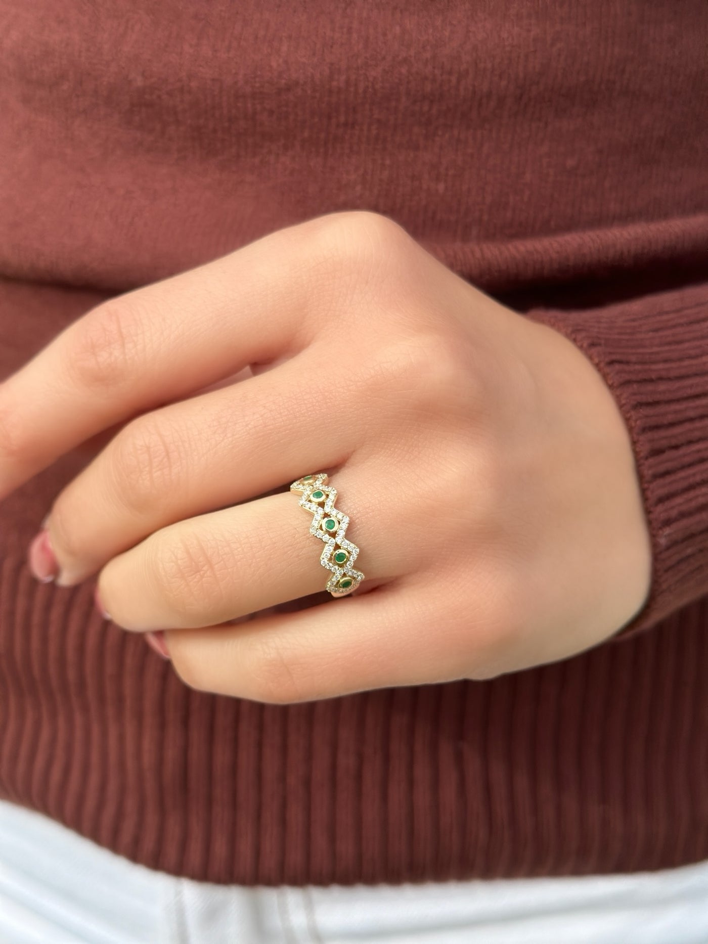 14KY .31 CTW Natural Diamond & Emerald Ring