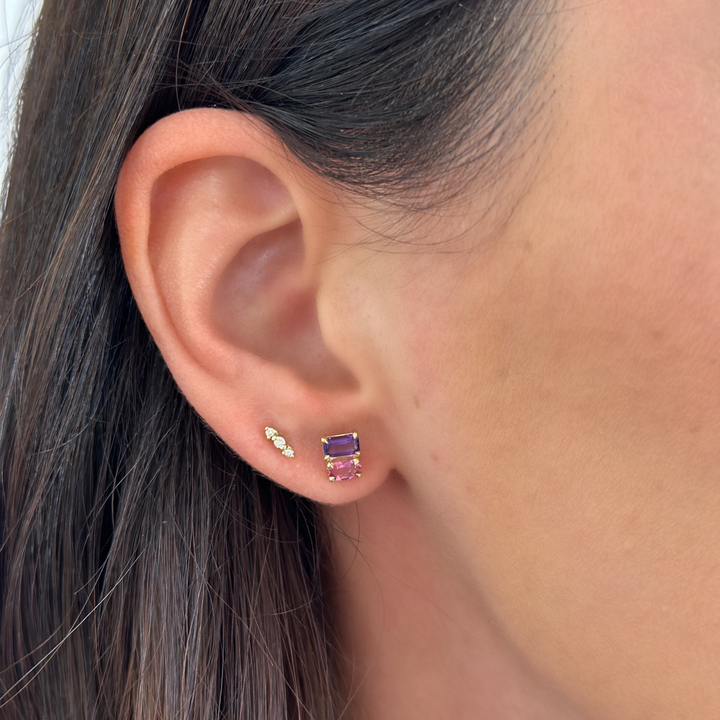 14K Gemstone Duo Stud Earrings