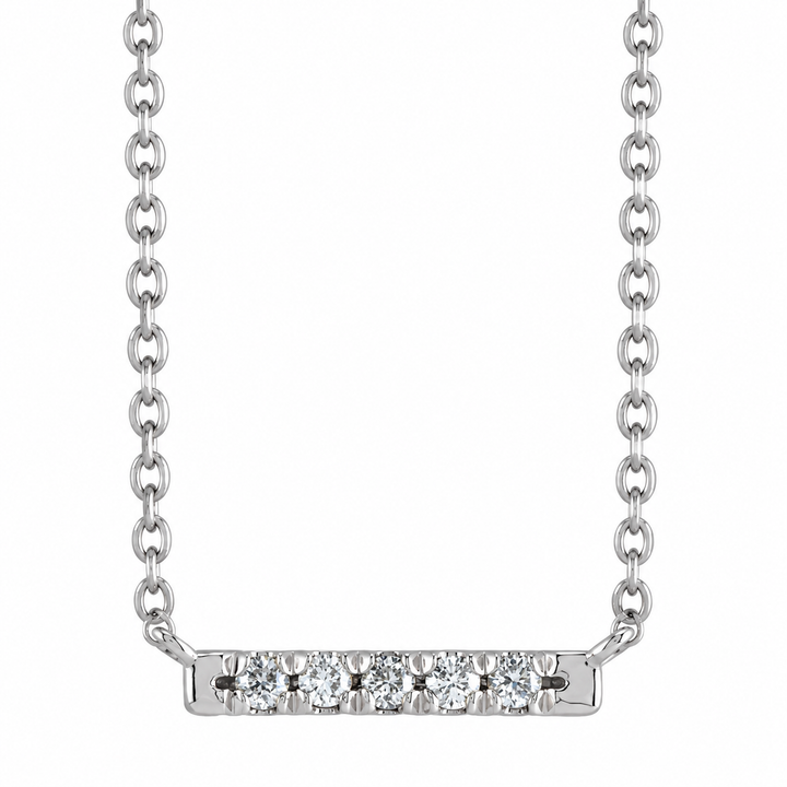 14K .07 CTW Natural Diamond French-Set Bar Necklace