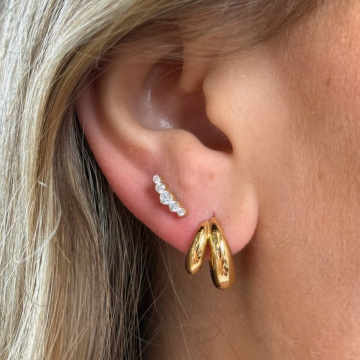 Five Stone CZ Graduated Bezel Flat Back Stud