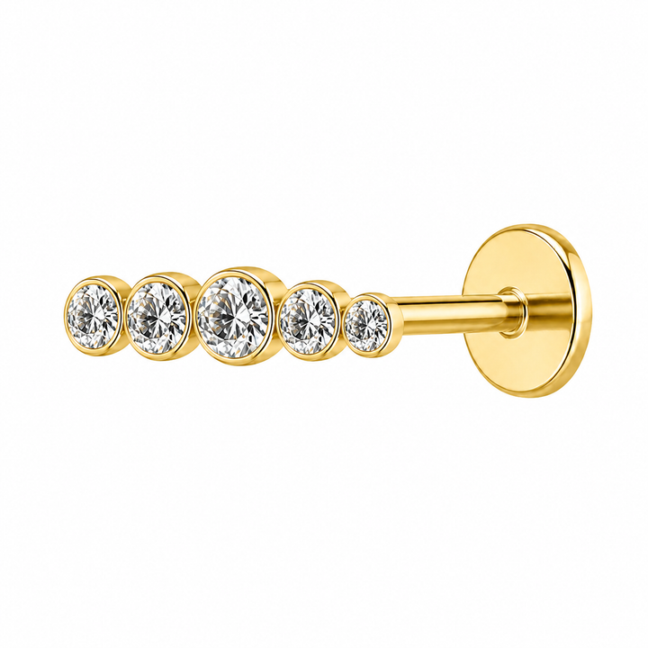 Five Stone CZ Graduated Bezel Flat Back Stud