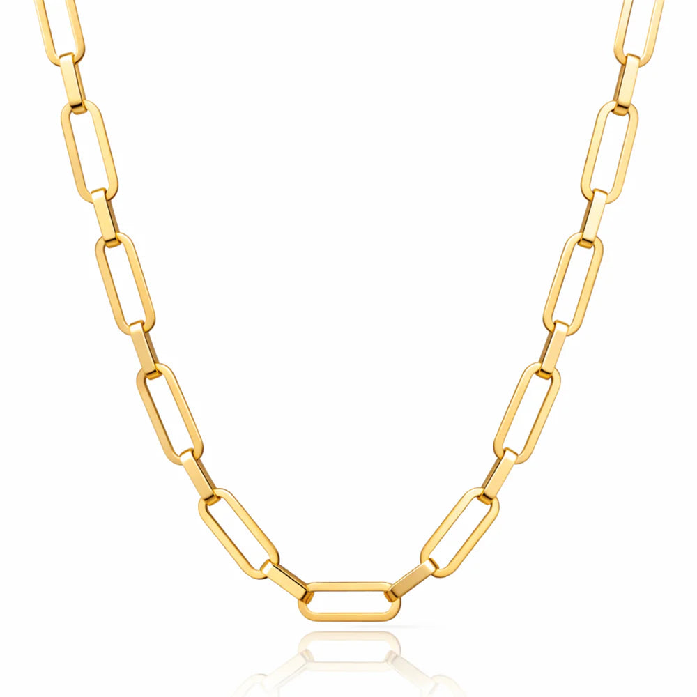 Flat Edge Paperclip Chain Necklace