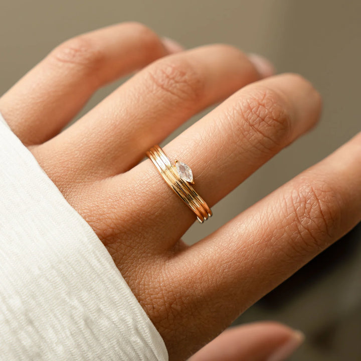Floating Marquise Triple Band Ring