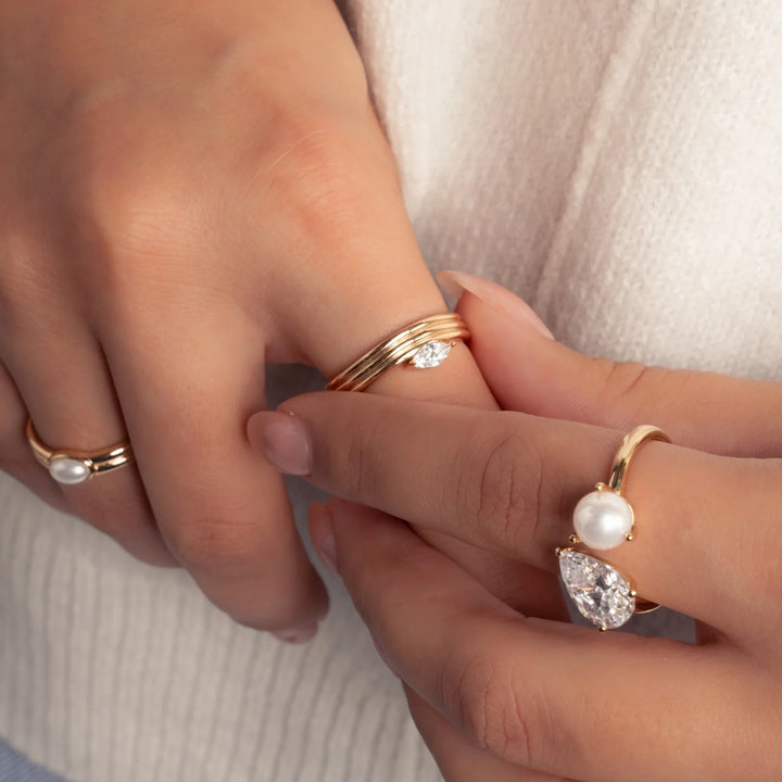 Floating Marquise Triple Band Ring