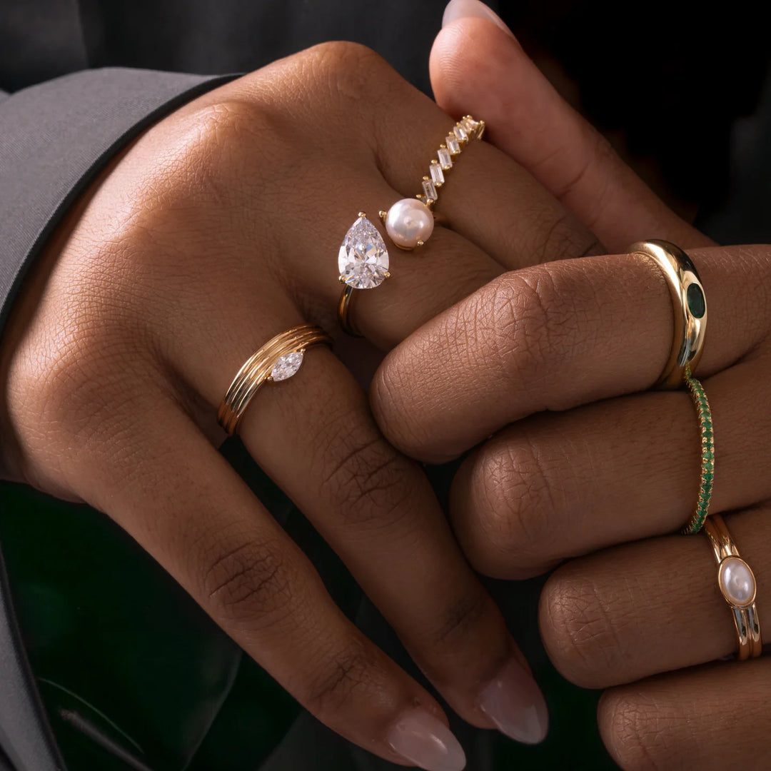 Floating Marquise Triple Band Ring