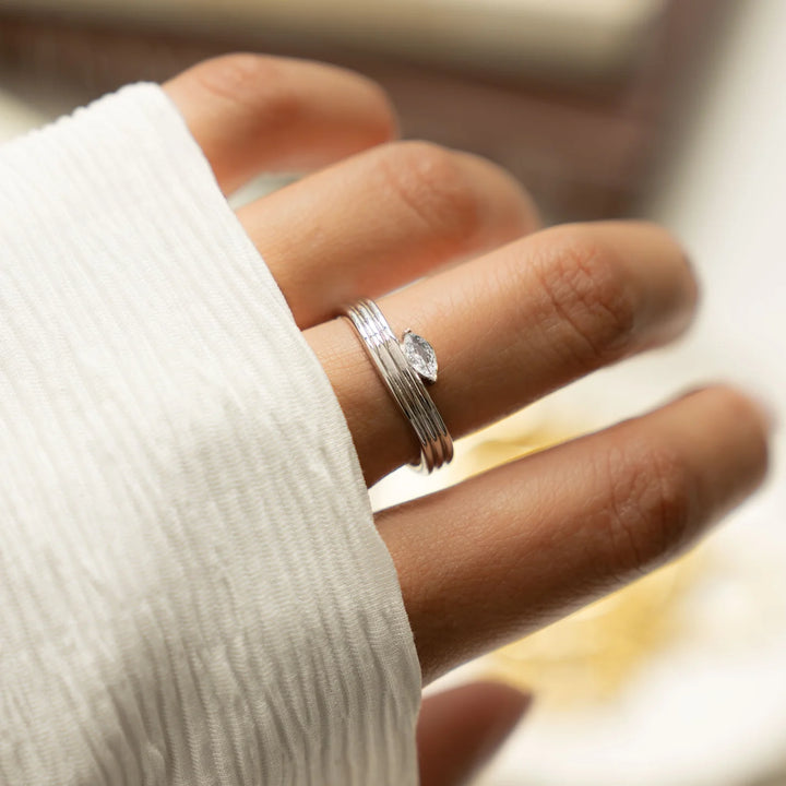 Floating Marquise Triple Band Ring