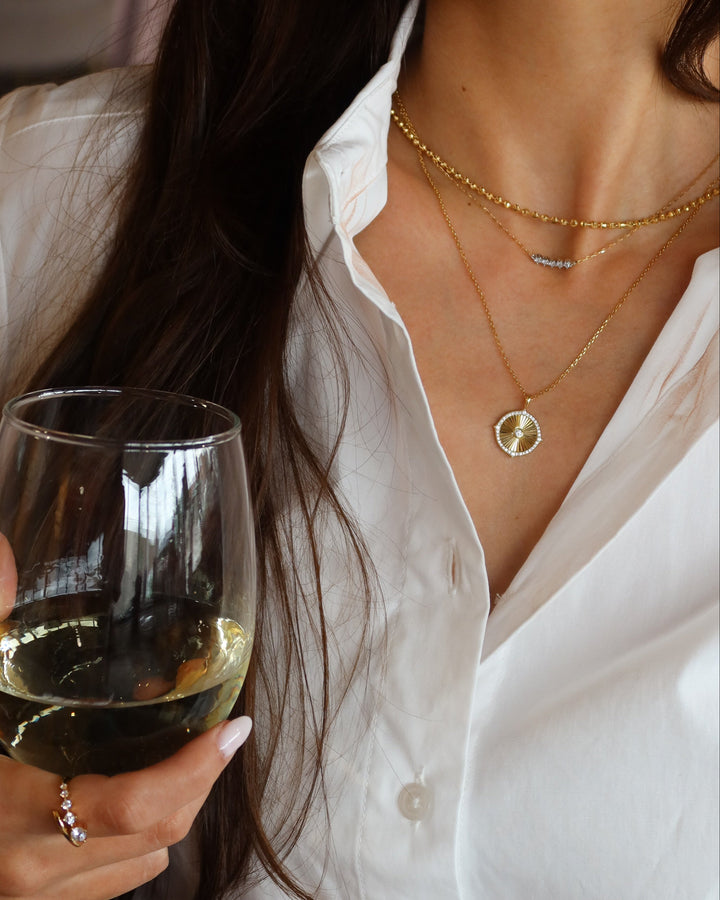 Fluted Diamond-Cut Disc Necklace