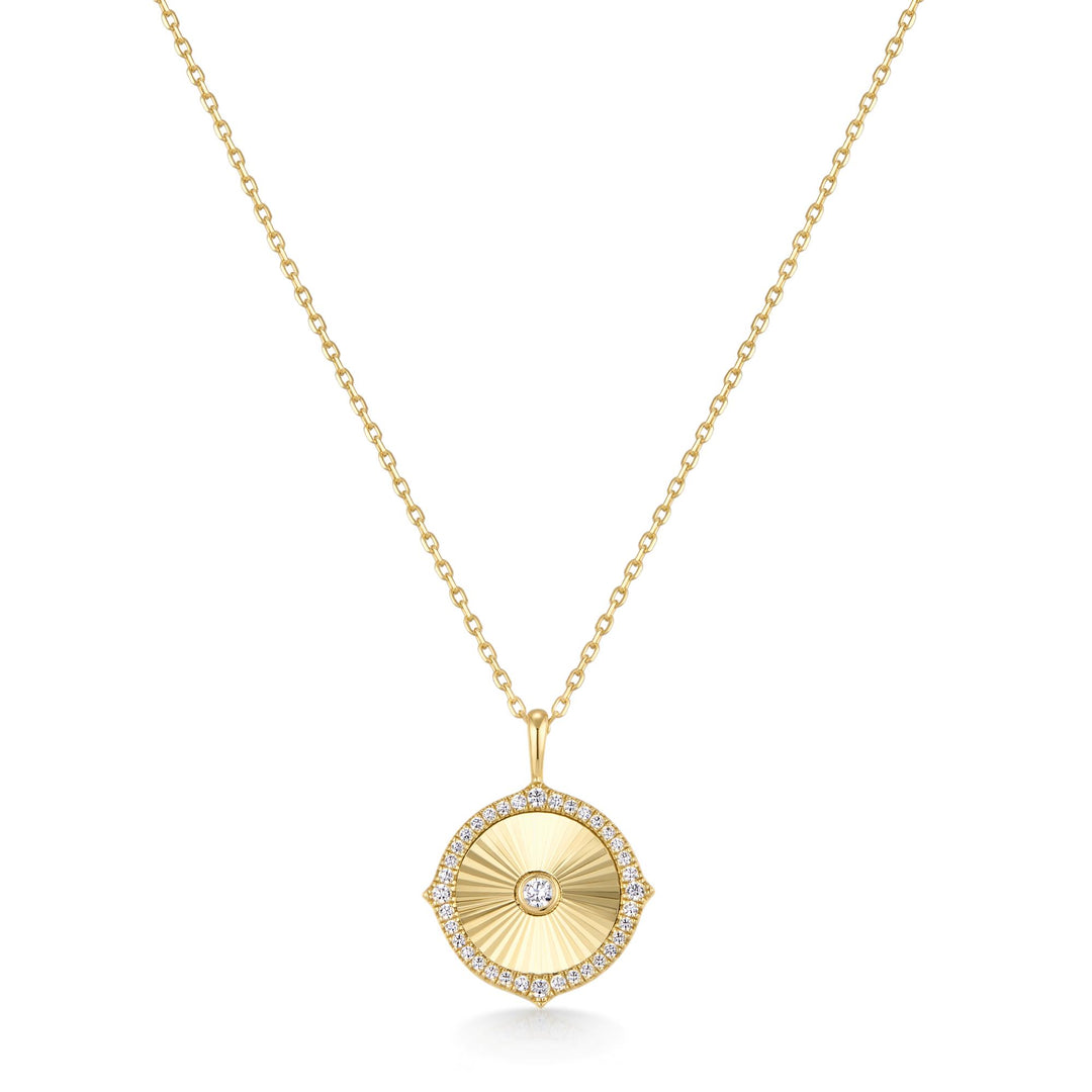 Fluted Diamond-Cut Disc Necklace