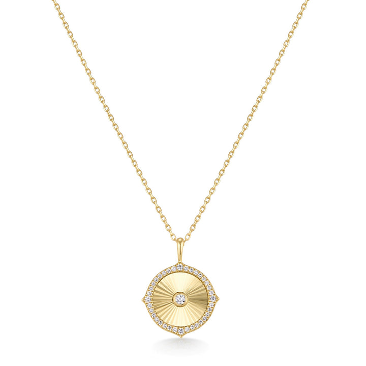 Fluted Diamond-Cut Disc Necklace