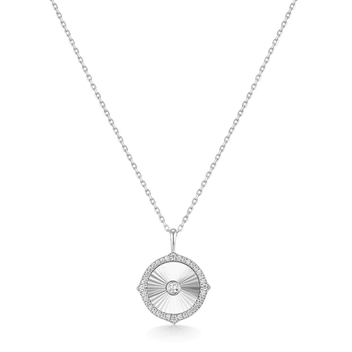 Fluted Diamond-Cut Disc Necklace