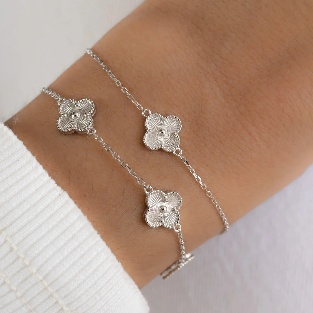 Four Leaf Clover Station Bracelet