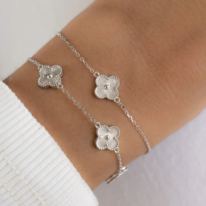Four Leaf Clover Station Bracelet