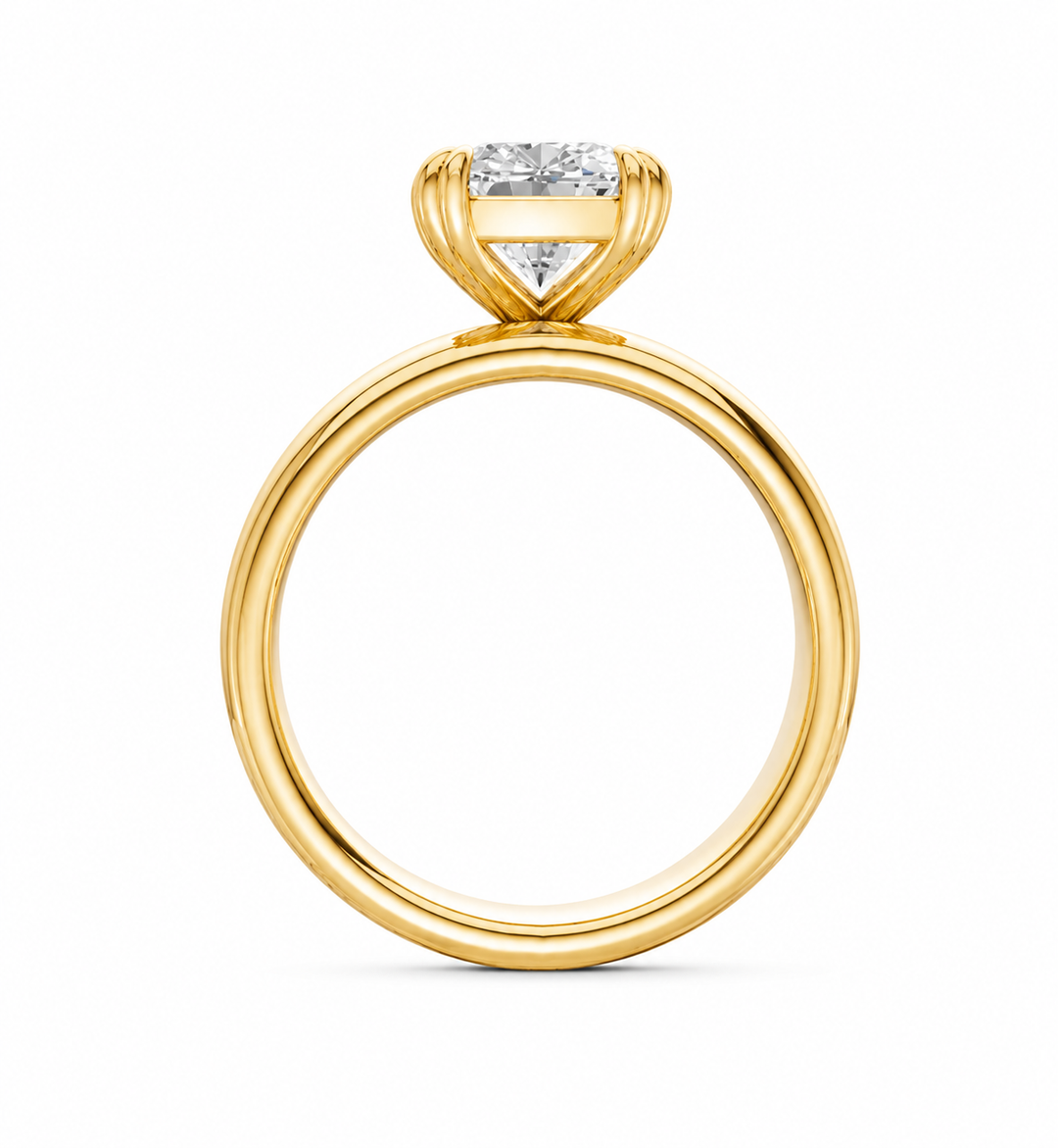 Frankie 14K yellow gold engagement ring with a solitaire diamond on a 6mm double dome band.