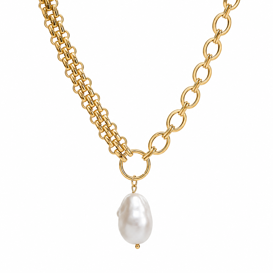 Freshwater Pearl Mixed Chain Necklace-Embark Fine Jewelry