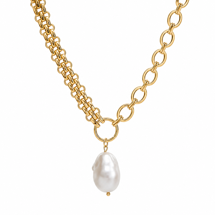 Freshwater Pearl Mixed Chain Necklace-Embark Fine Jewelry