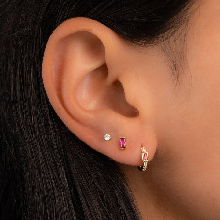 Gemstone Baguette Stud
