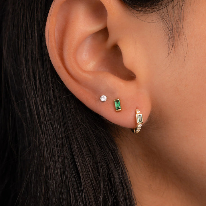 Gemstone Baguette Stud