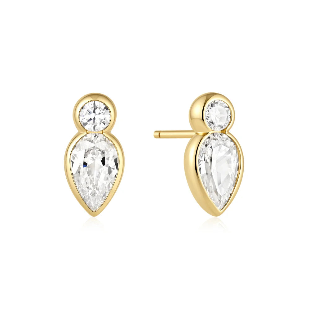 Gold Bezel Inverted Teardrop Earrings-Embark Fine Jewelry