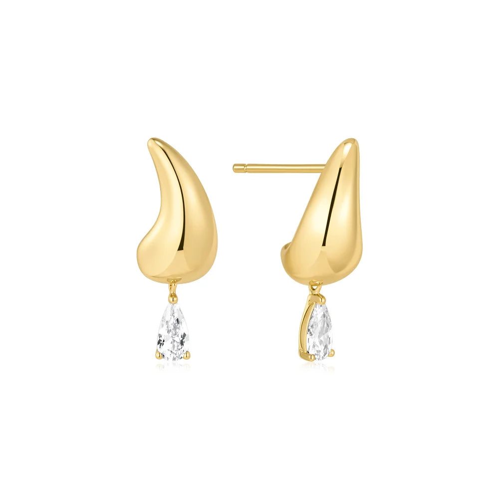 Gold Curved Teardrop Earrings-Embark Fine Jewelry