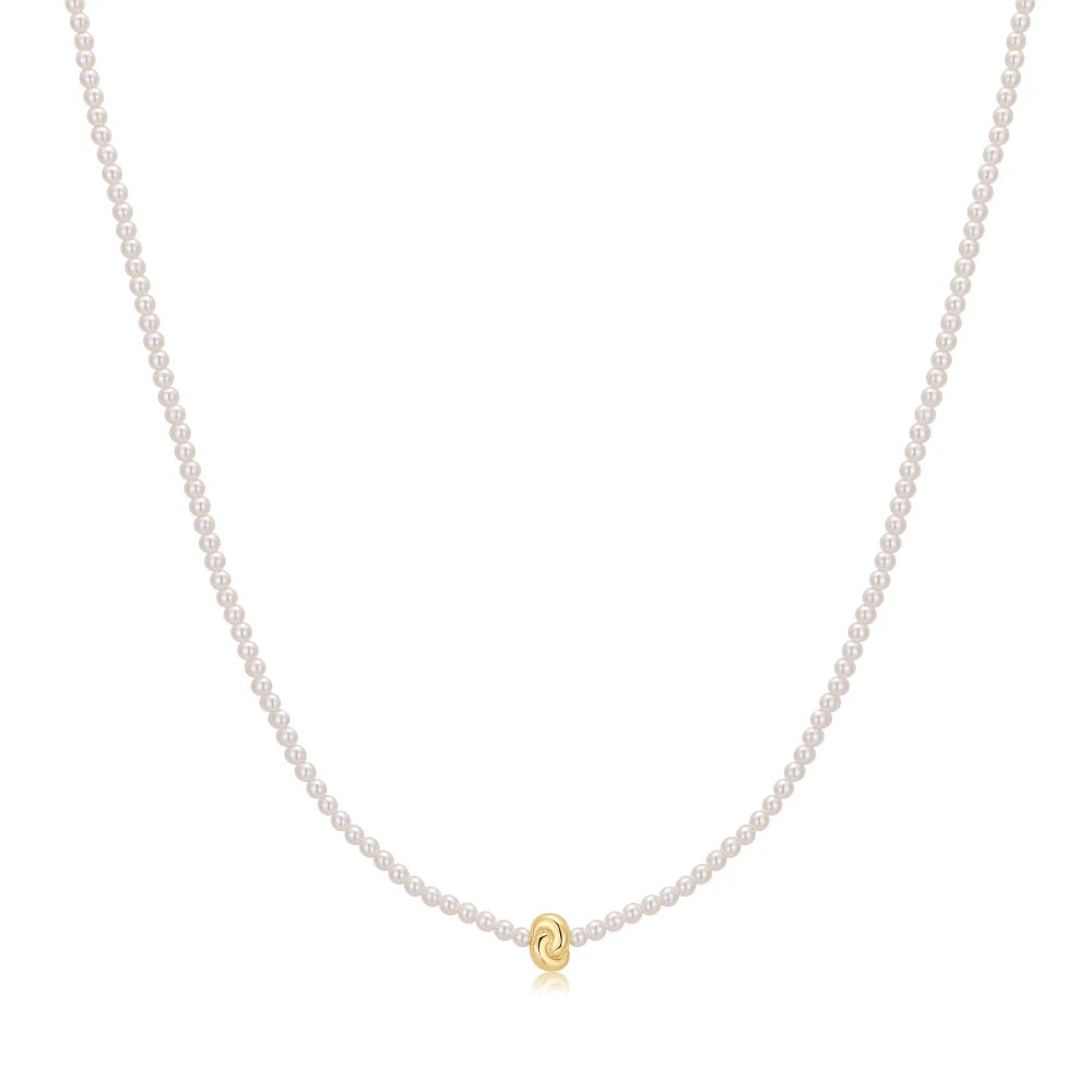 Gold Knot &amp; Pearl Beaded Necklace-Embark Fine Jewelry