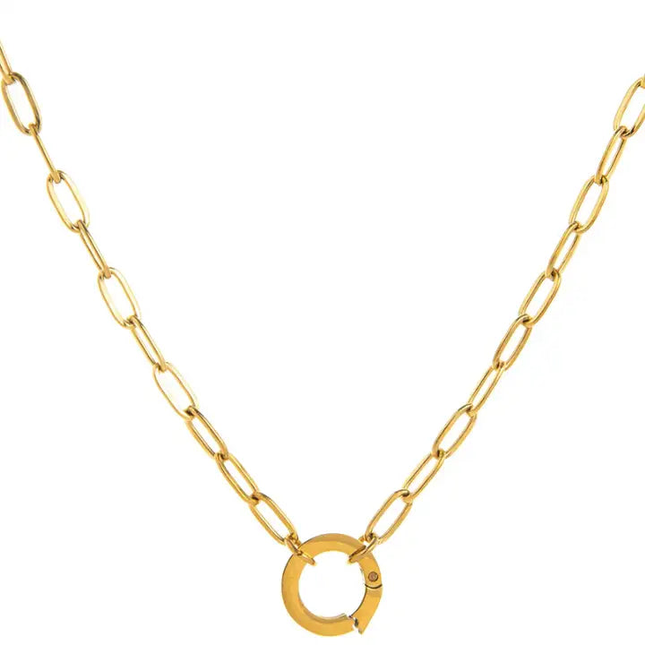 Gold Paperclip Amulet Necklace