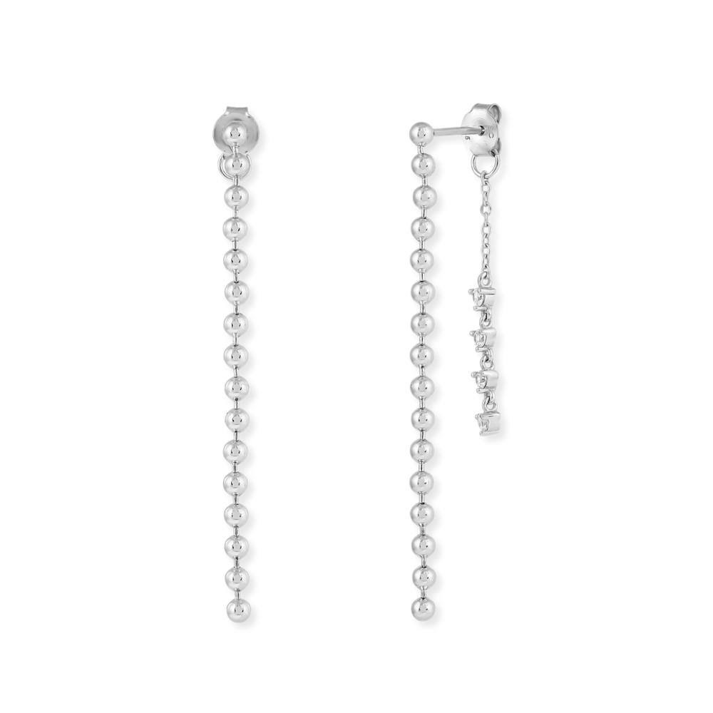 Long Sparkle Bead Double Drop Earrings