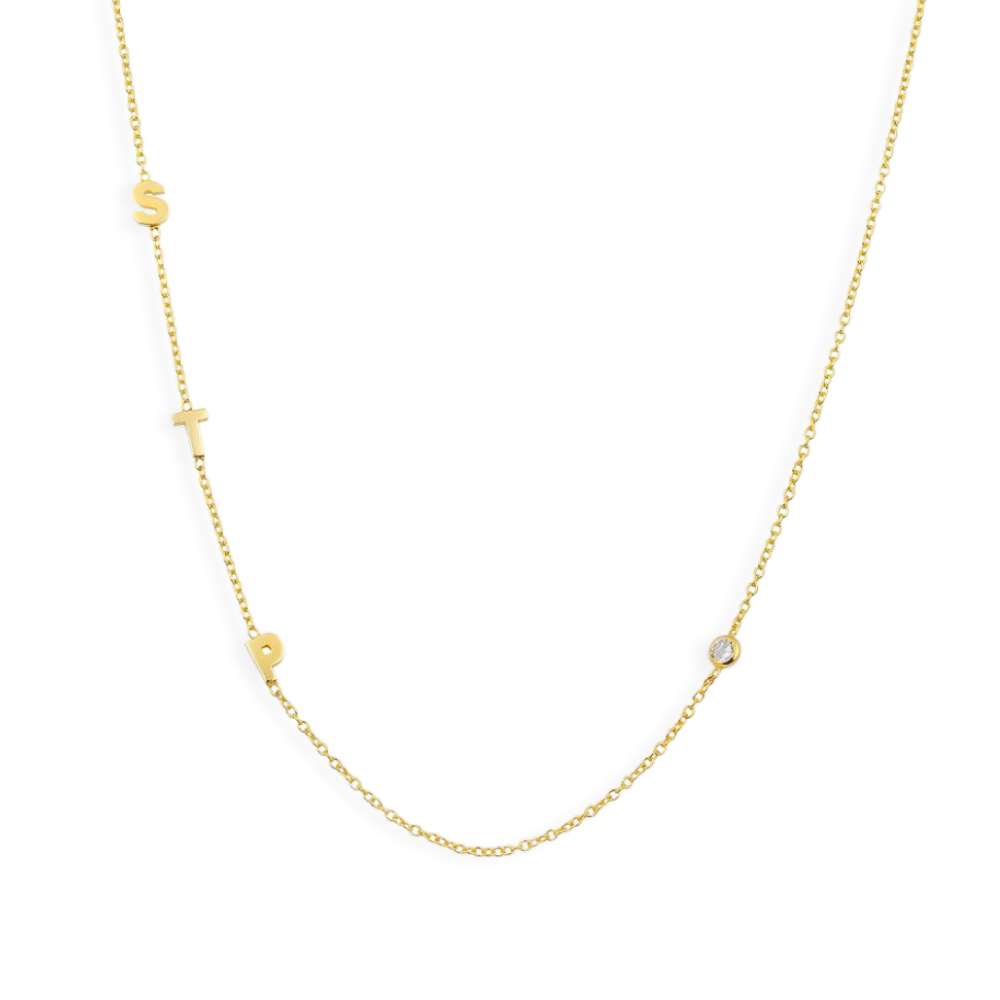 Initial and Bezel Necklace