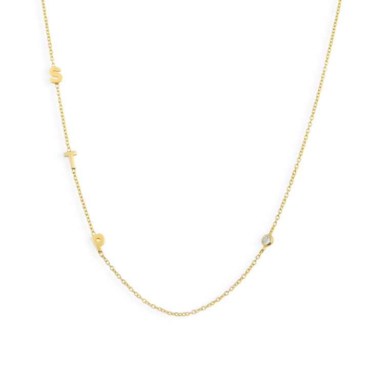 Initial and Bezel Necklace