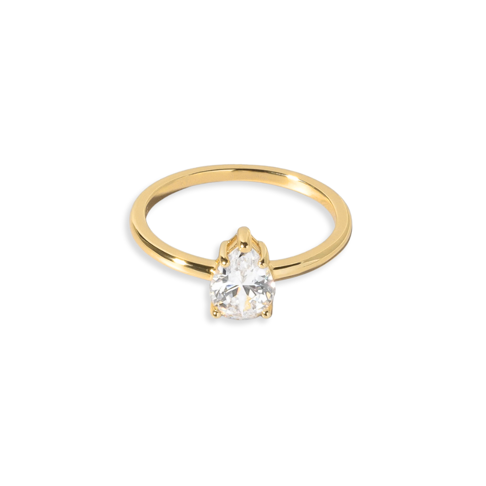 Pear Solitaire Travel Ring