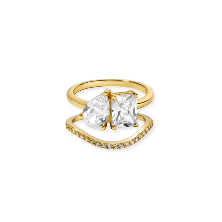 Pear & Emerald-Cut Toi et Moi Travel Ring Set