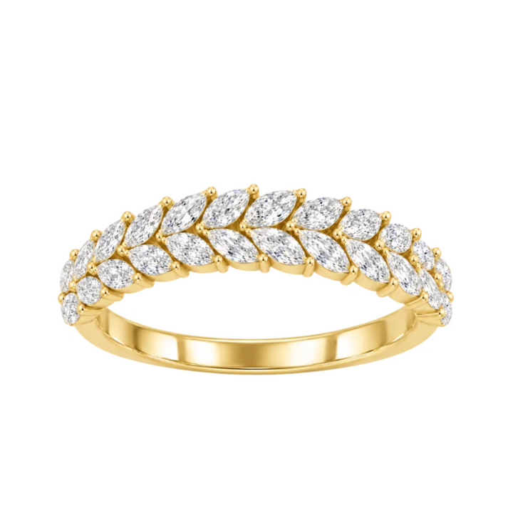 14K Marquise Diamond Double Row Band