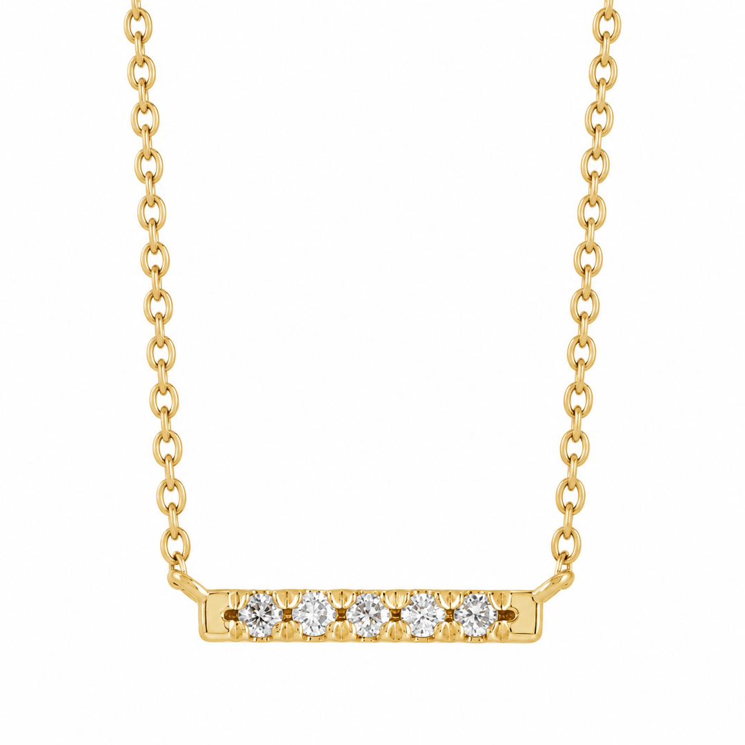 14K .07 CTW Natural Diamond French-Set Bar Necklace