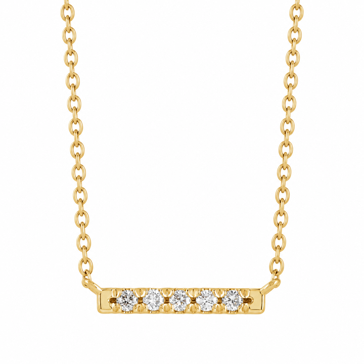 14K .07 CTW Natural Diamond French-Set Bar Necklace