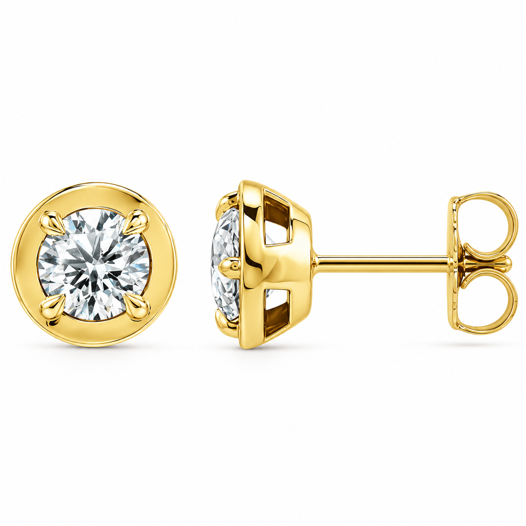 14K Diamond Bezel Stud Earrings