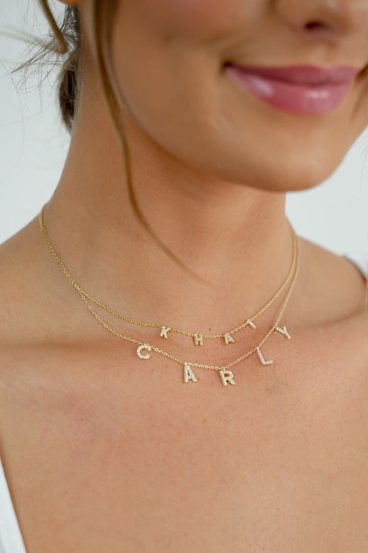 Pave Dangle Name Necklace