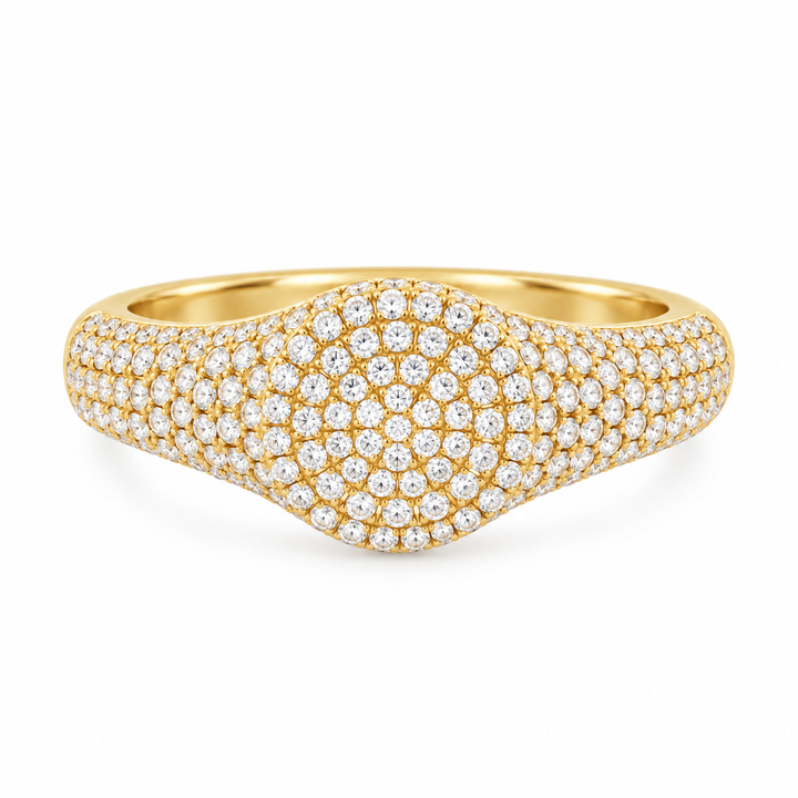 14K Diamond Signet Pinky Ring