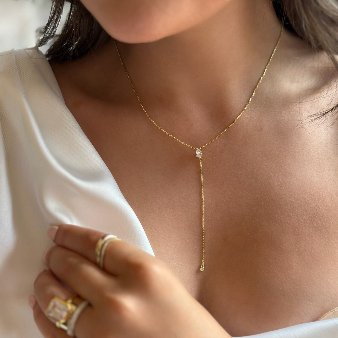 Pear Lariat Necklace