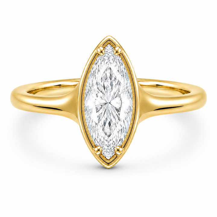 Goldie Signature 14K yellow gold engagement ring with a marquise diamond.