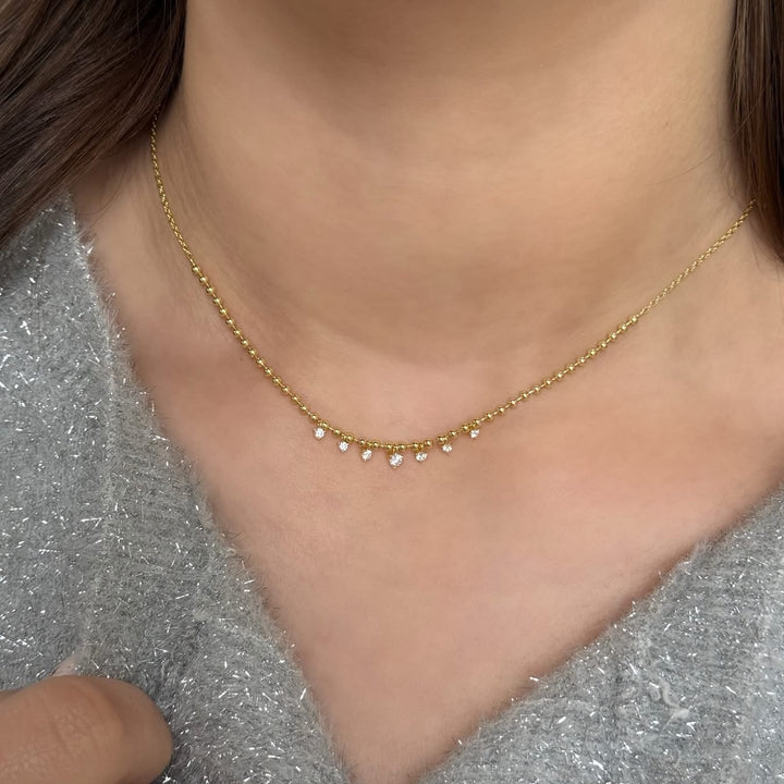 Graduated Dangle Bead Chain Necklace