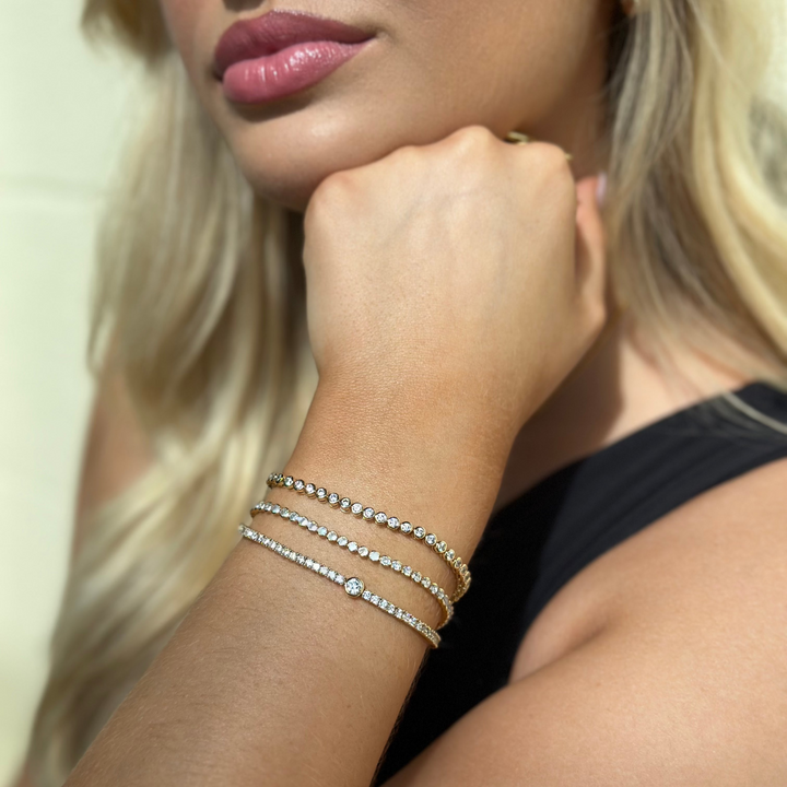 Half Bezel Round Tennis Bracelet