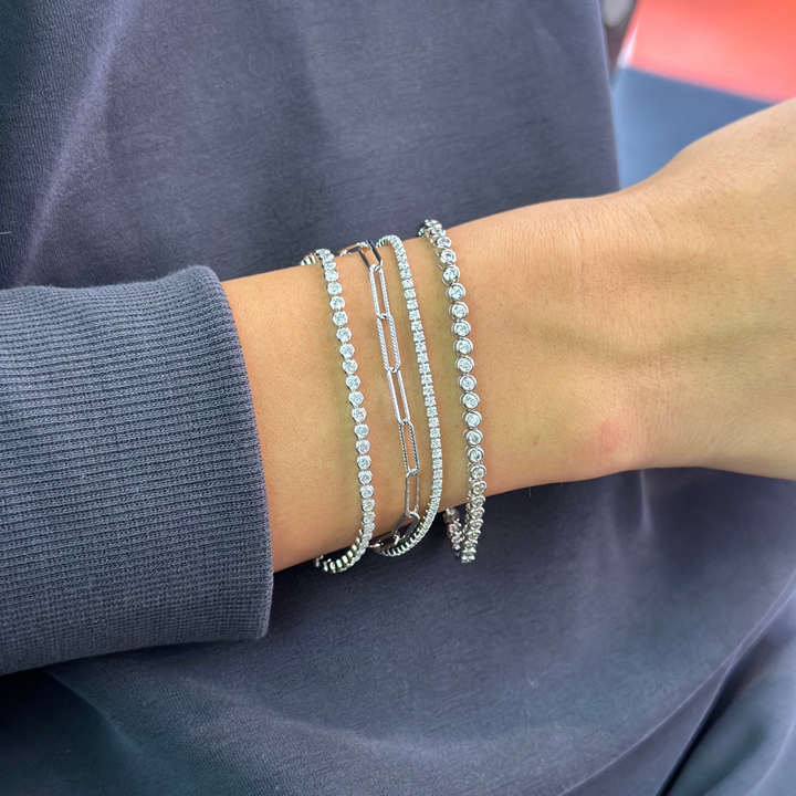 Half Bezel Round Tennis Bracelet