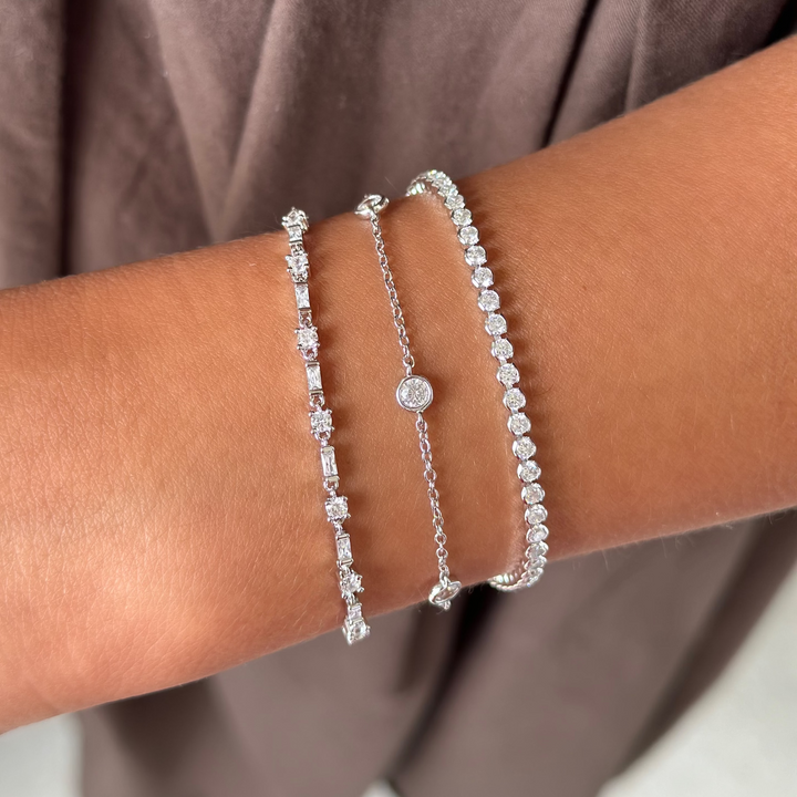 Half Bezel Round Tennis Bracelet