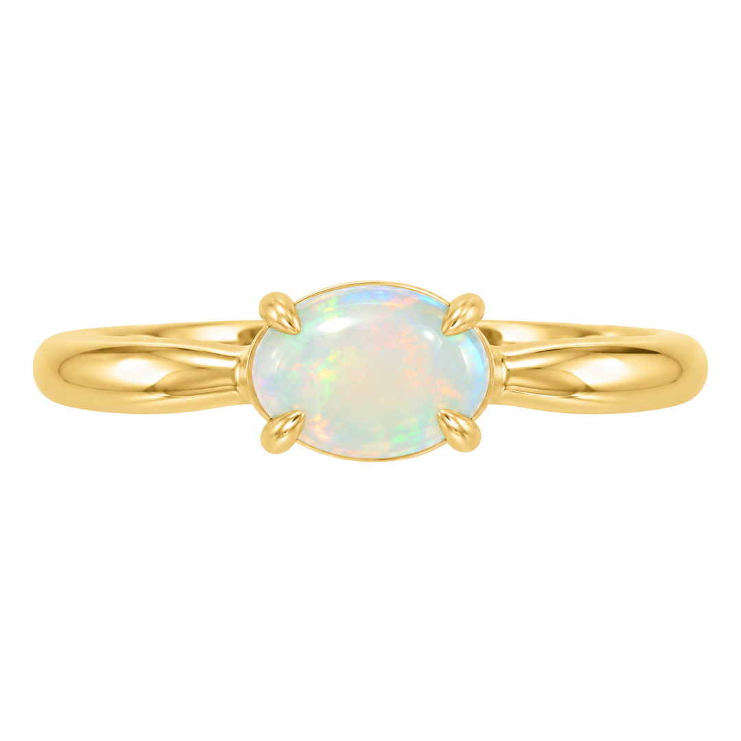 14K Gemstone Oval Cabochon Ring