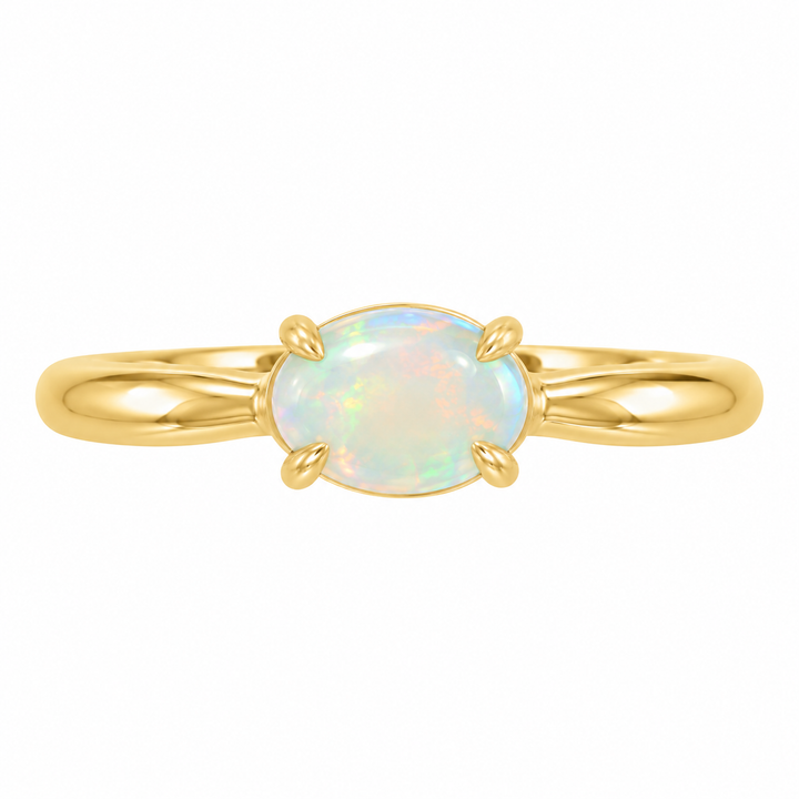 14K Gemstone Oval Cabochon Ring