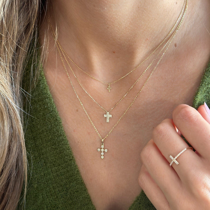 14K Mini Cross Necklace