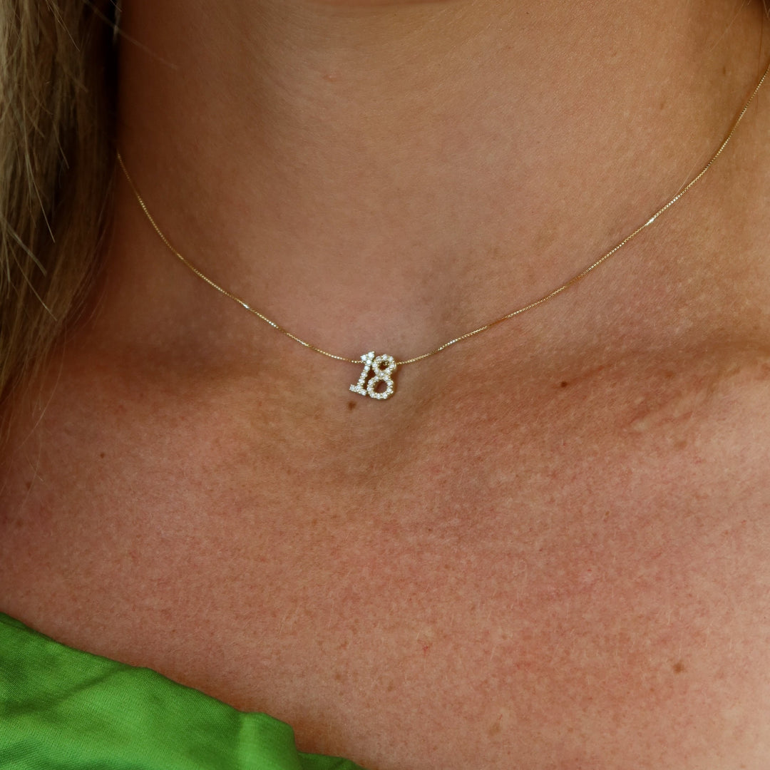 Diamond Number Slide Necklace