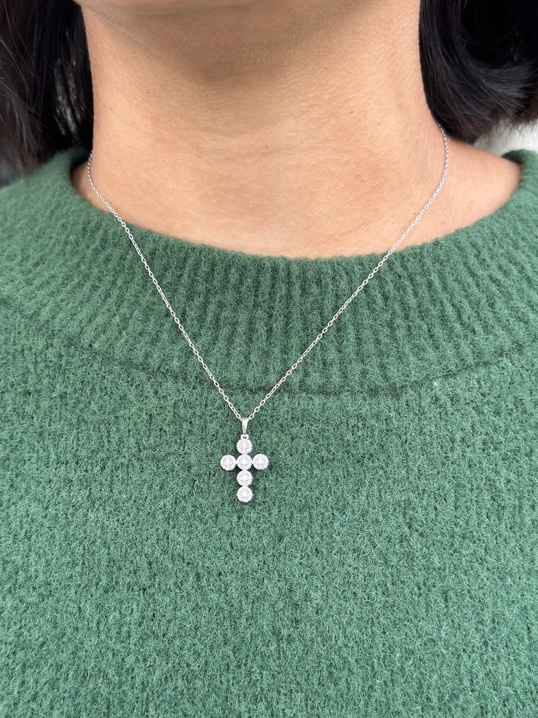 14KW 1/4 CTW Natural Diamond Pave Cross Pendant