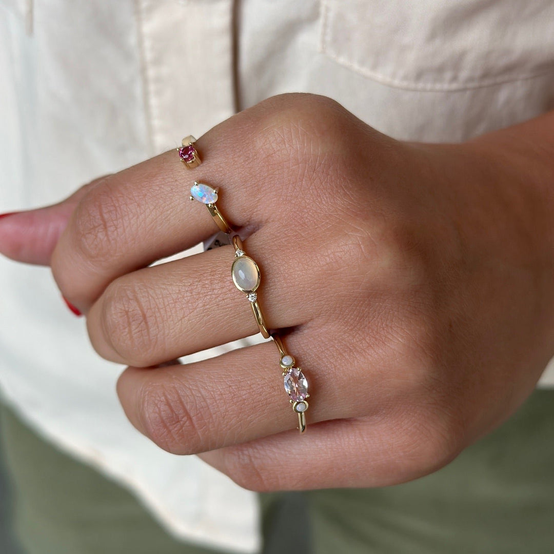 14K Gemstone Oval Accented Ring