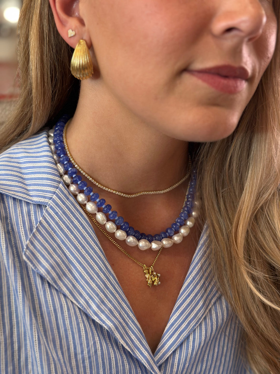 Cornflower Blue Beaded Necklace