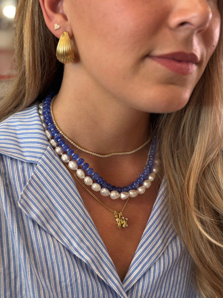 Cornflower Blue Beaded Necklace
